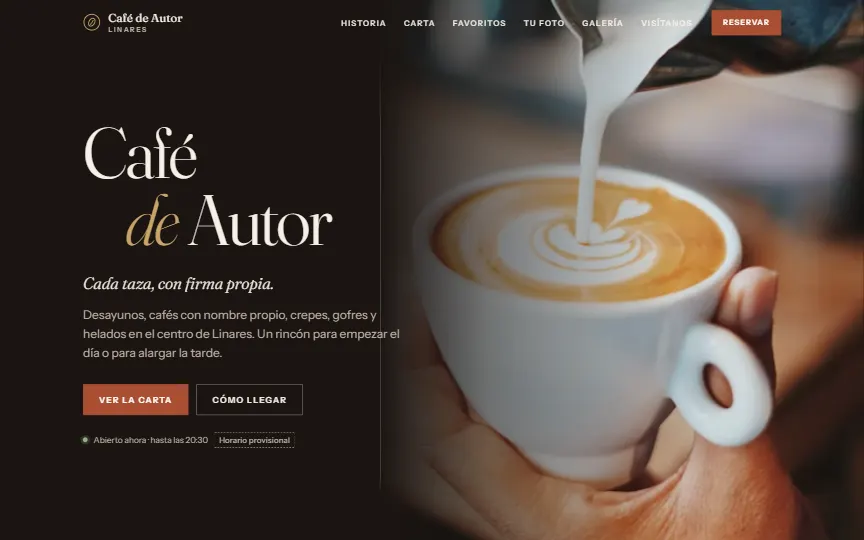 Portada con vídeo de la web de Café de Autor