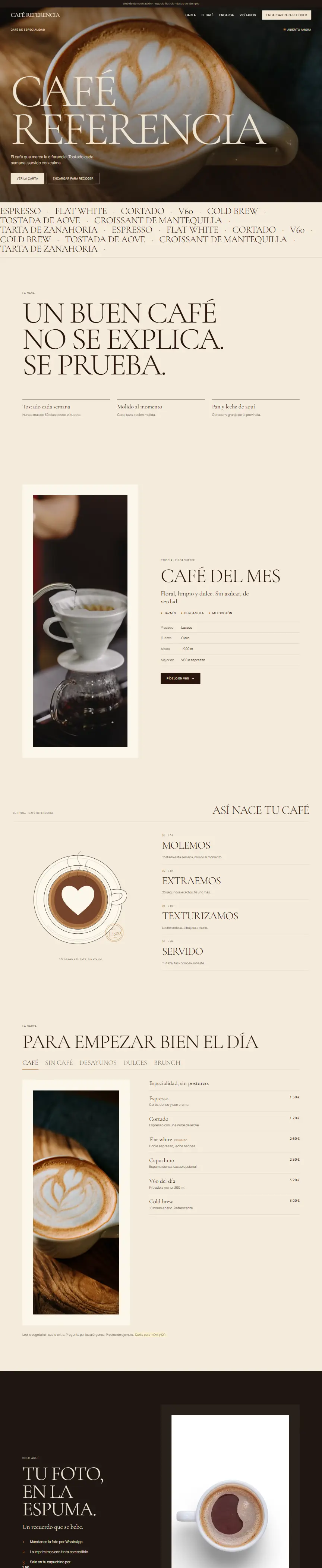 Captura de la web de Café Referencia