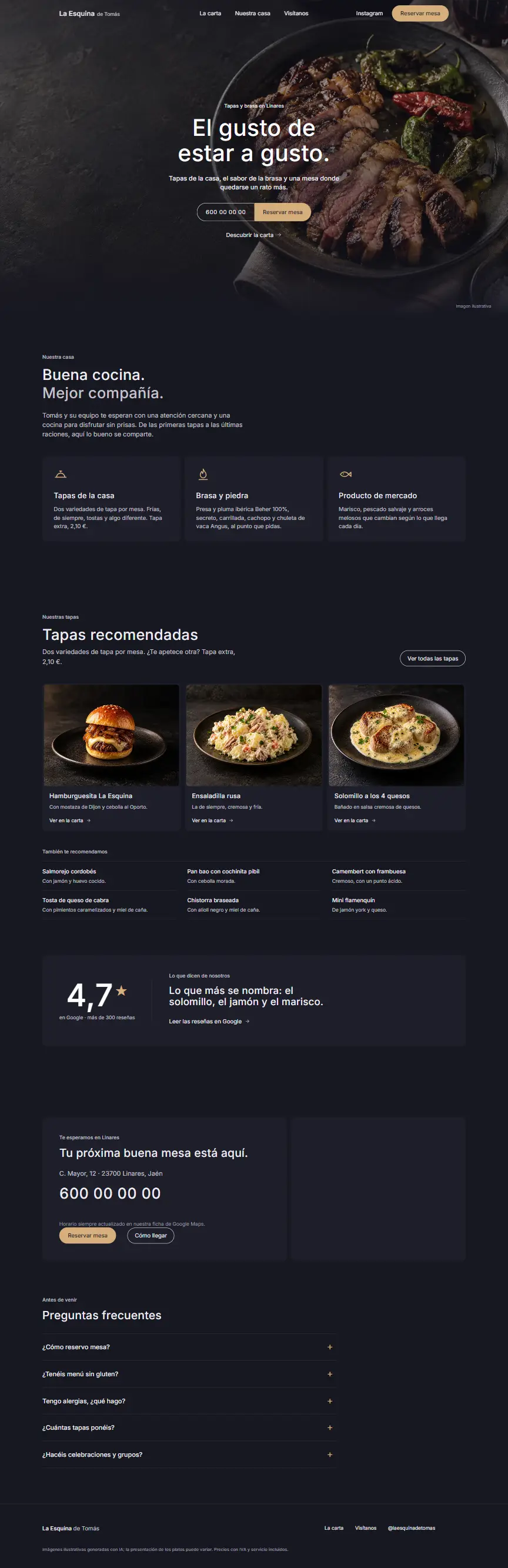 Captura de la web de La Esquina de Tomás