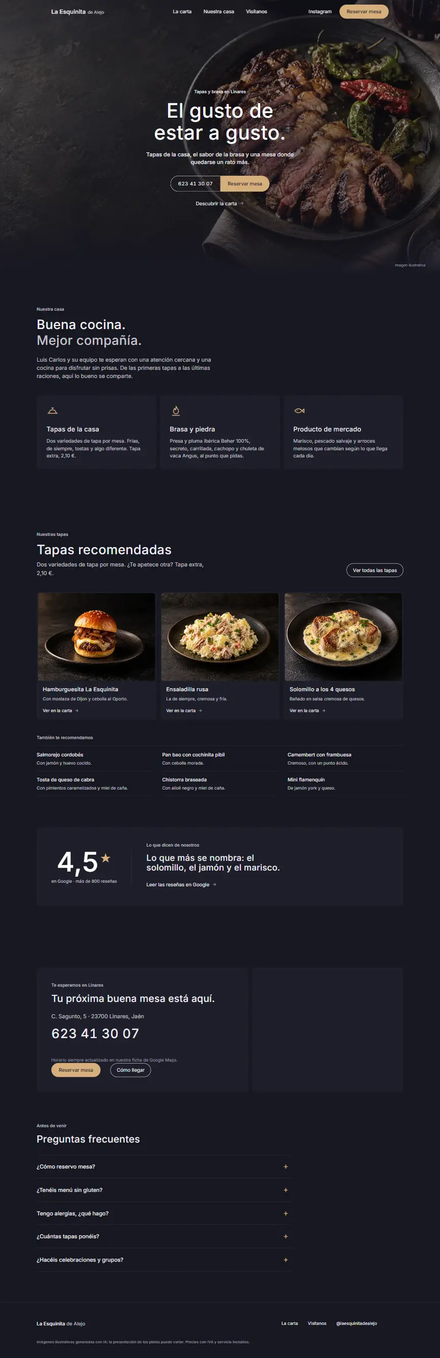 Captura de la web de La Esquinita de Alejo