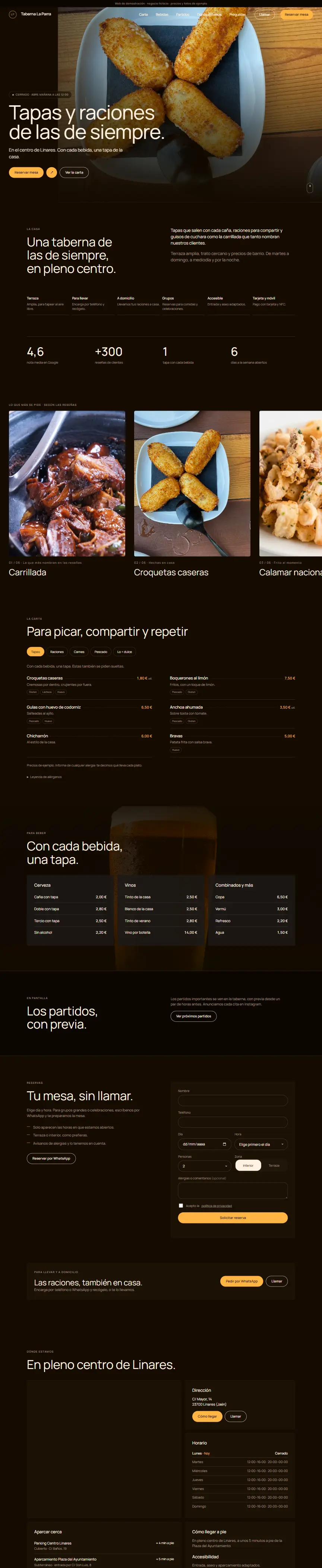 Captura de la web de Taberna La Parra